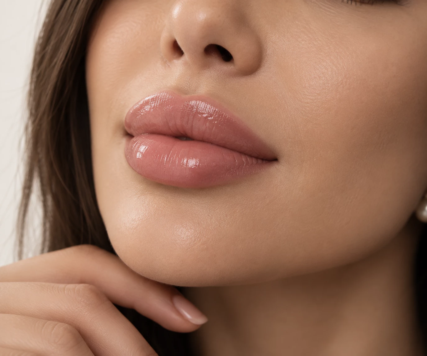 Close-up of natural, balanced lips