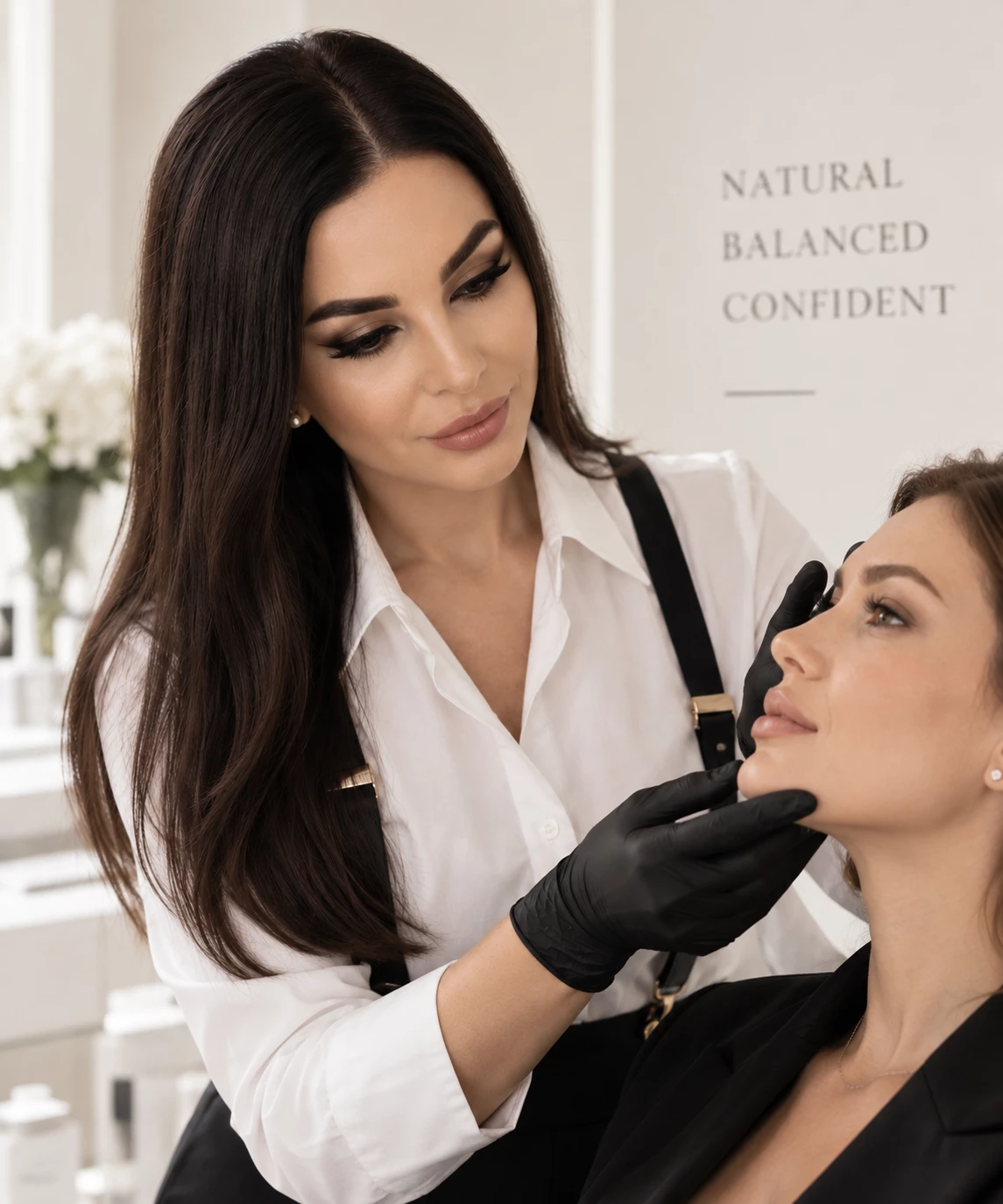 Victoria is perfoming face contouring